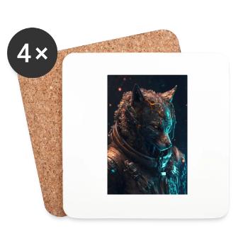 Wolf in space - Coasters (set of 4) - white - Front