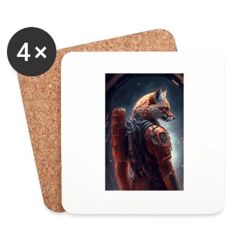 Fox in space - Coasters (set of 4) - white - Front