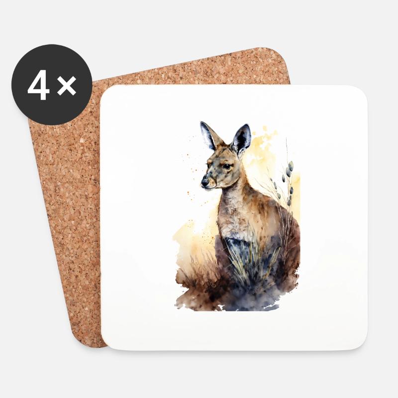 Kängurus Kangeroo Wasserfarben malerei gemälde - Untersetzer (4er-Set) - Weiß