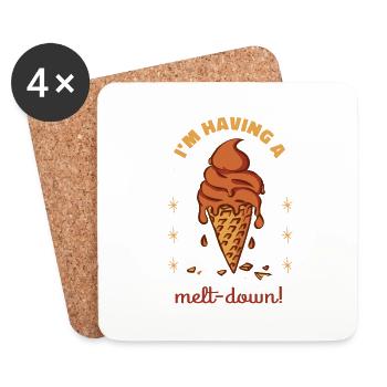 Je suis en train de m’effondrer! Crème glacée rétro drôle - Dessous de verre (lot de 4) - blanc - Devant
