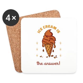 Ice Cream Is The Answer! Retro Funny Ice Cream - Untersetzer (4er-Set) - Weiß - Vorne