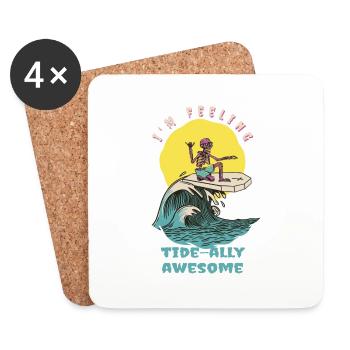 Je me sens Tide-ally génial drôle Retro Surfer - Dessous de verre (lot de 4) - blanc - Devant