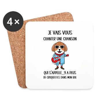 y a plus de croquettes dans mon bol - Dessous de verre (lot de 4) - blanc - Devant