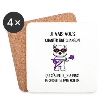 y a plus de croquettes dans mon bol - Dessous de verre (lot de 4) - blanc - Devant