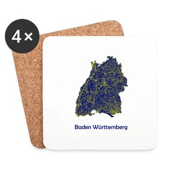 Abstrakte Baden Württemberg Straßen Karte - Untersetzer (4er-Set) - Weiß - Vorne