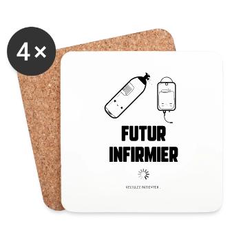 Futur infirmier - Dessous de verre (lot de 4) - blanc - Devant