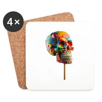 Sweets Lollipop Skull - Coasters (set of 4) - white - Front