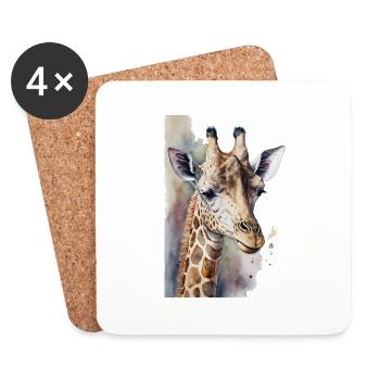 Giraffe Aquarell - Untersetzer (4er-Set) - Weiß - Vorne