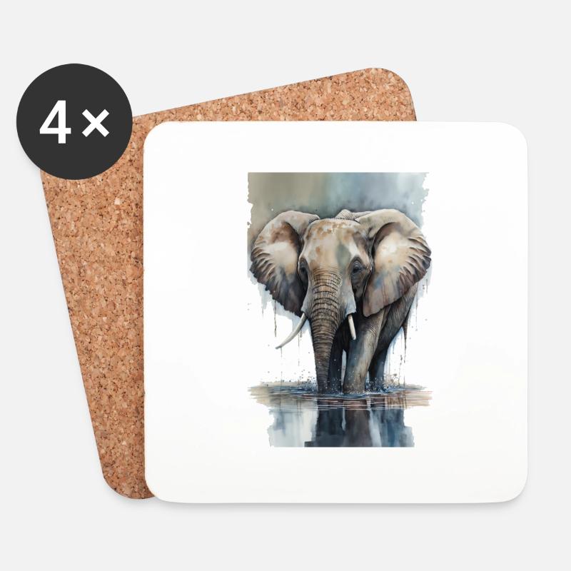 Elefant Aquarell - Untersetzer (4er-Set) - Weiß