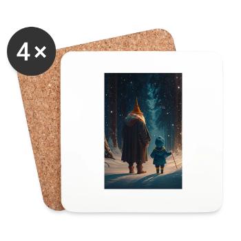 Kind mit Zauberer im Verschneiten Wald Phone Case - Untersetzer (4er-Set) - Weiß - Vorne