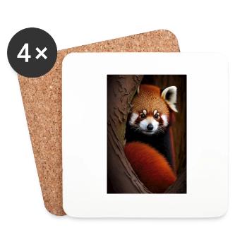 Süßer Roter Panda Kleiner Panda Kawaii - Untersetzer (4er-Set) - Weiß - Vorne