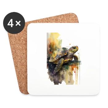 Schildkröte Aquarell Realistisch Cool - Untersetzer (4er-Set) - Weiß - Vorne