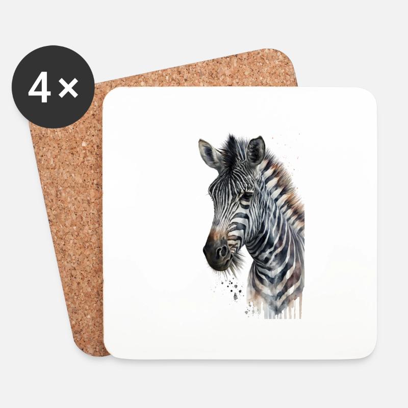 Zebra Aquarell Cool Tier - Untersetzer (4er-Set) - Weiß