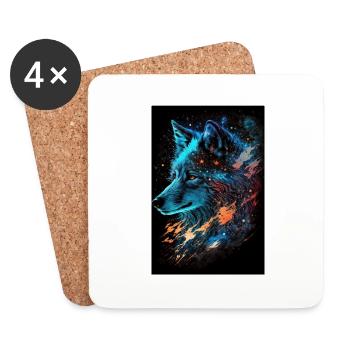 Wolf Galaxy Stars Espace Espace Cool Mystique - Dessous de verre (lot de 4) - blanc - Devant
