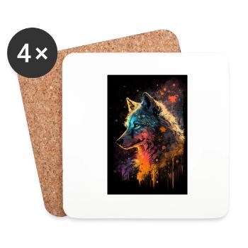 Wolf Galaxy Space Stars Cool Mystique - Dessous de verre (lot de 4) - blanc - Devant