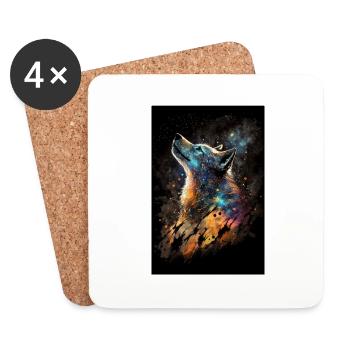 Wolf Galaxy Space Stars Space Mystical Cool - Dessous de verre (lot de 4) - blanc - Devant