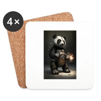Panda Metal Cool Mechaniker Eisen Fantasy - Untersetzer (4er-Set) - Weiß - Vorne