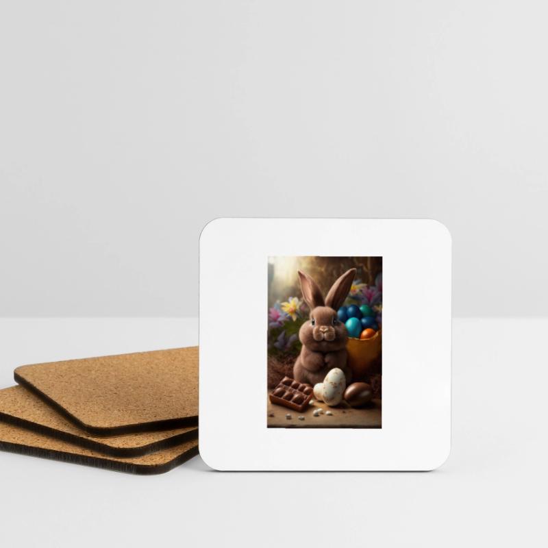Easter Happy Easter Easter Eggs Chocolate Sweet Coasters (set of 4)
