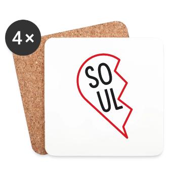 half heart (1/2) - Gift idea - Soulmate - Coasters (set of 4) - white - Front