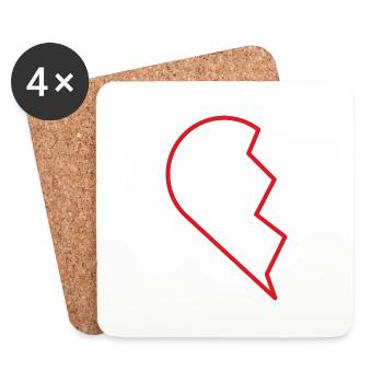 half heart (1/2) - Gift idea - Soulmate - Coasters (set of 4) - white - Front
