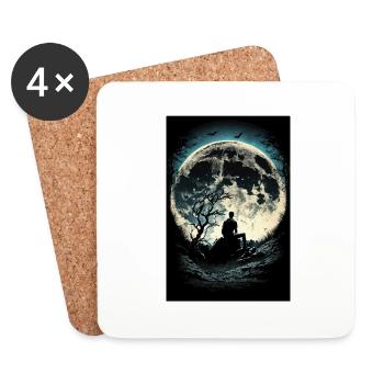 Un homme face à la lune - Dessous de verre (lot de 4) - blanc - Devant