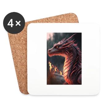 Ein Drache - Untersetzer (4er-Set) - Weiß - Vorne