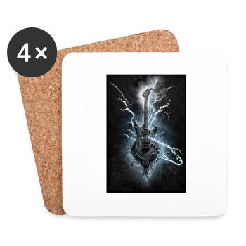 Guitare Heavy Metal Rock Rock n Roll Music Flashes - Dessous de verre (lot de 4) - blanc - Devant