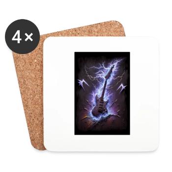 Guitar Heavy Metal Rock Rock n Roll Music Flashes - Coasters (set of 4) - white - Front