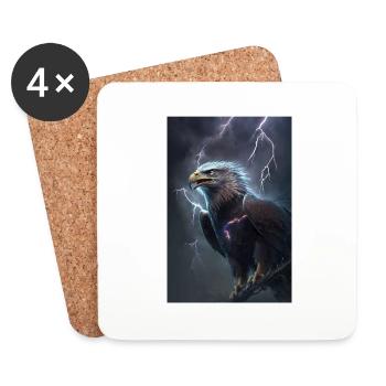 Eagle Lightning Cool Storm Animal Bird Epic - Coasters (set of 4) - white - Front