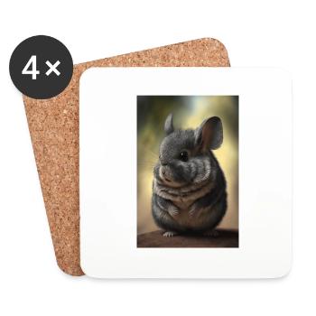 Chinchilla Realistisch Tier - Untersetzer (4er-Set) - Weiß - Vorne