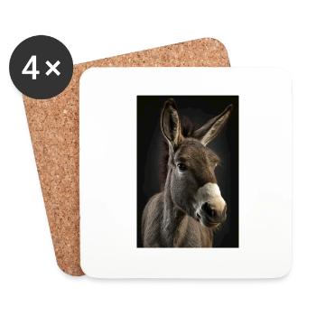 Âne Réaliste Cool - Dessous de verre (lot de 4) - blanc - Devant