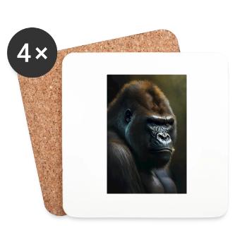 Gorilla Affe Cool - Untersetzer (4er-Set) - Weiß - Vorne