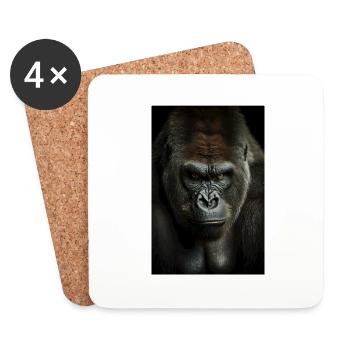 Gorilla Affe Cool - Untersetzer (4er-Set) - Weiß - Vorne