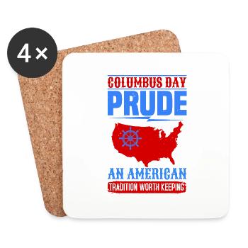 COLUMBUS DAY PRUDE UN AMÉRICAIN - Dessous de verre (lot de 4) - blanc - Devant