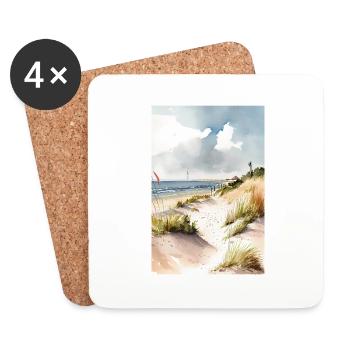 Beach and dunes - Coasters (set of 4) - white - Front