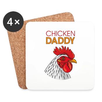 Papa poulet - Dessous de verre (lot de 4) - blanc - Devant