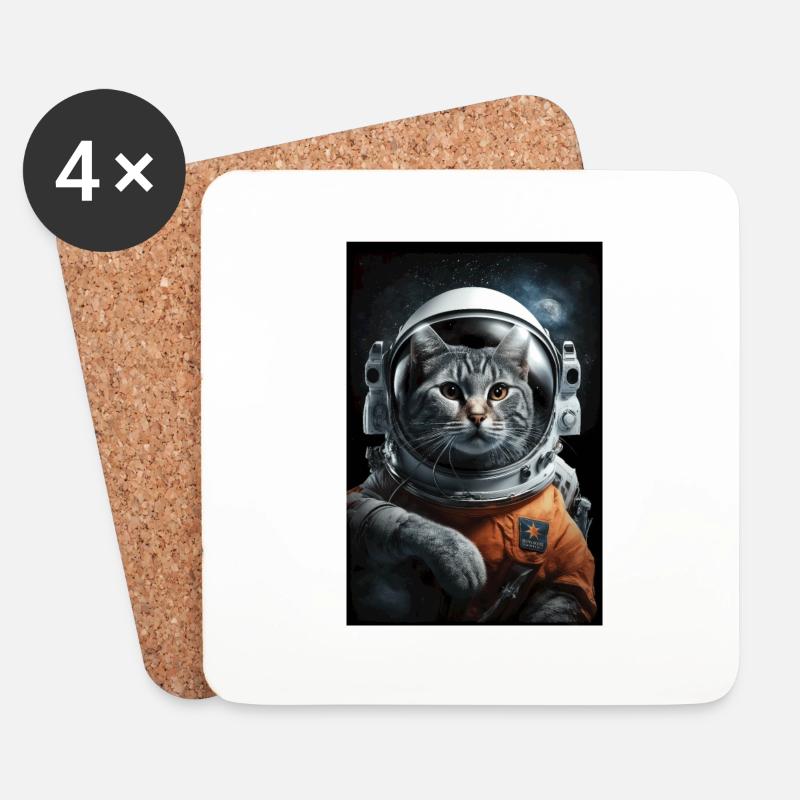 Katze Astronaut Weltall Weltraum Cool - Untersetzer (4er-Set) - Weiß