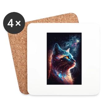 Katze Astronaut Weltall Weltraum Cool - Untersetzer (4er-Set) - Weiß - Vorne