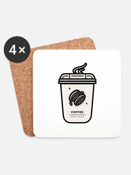 Kaffee Becher - Untersetzer (4er-Set) - Weiß