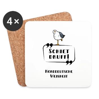 Schiet druff Möwe Plattdeutsch Weisheit lustig - Untersetzer (4er-Set) - Weiß - Vorne