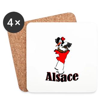 Storchenregion Elsass - Untersetzer (4er-Set) - Weiß - Vorne