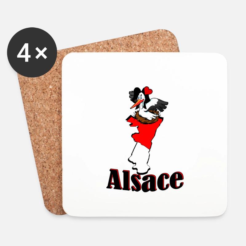 Storchenregion Elsass - Untersetzer (4er-Set) - Weiß