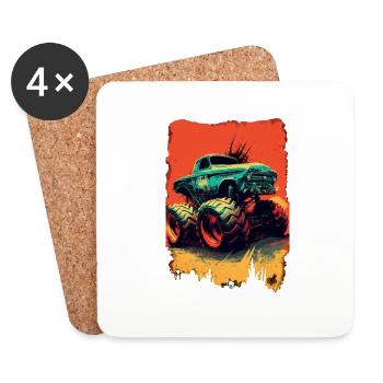 Monstertruck Monster Truck Retro Vintage - Untersetzer (4er-Set) - Weiß - Vorne