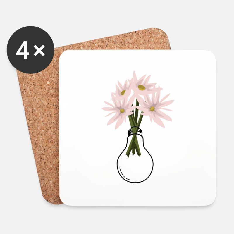 Glühbirne Blumen Blumenstrauß Natur - Untersetzer (4er-Set) - Weiß