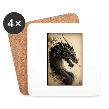 Japanischer Drache Chinesischer Drache - Untersetzer (4er-Set) - Weiß - Vorne