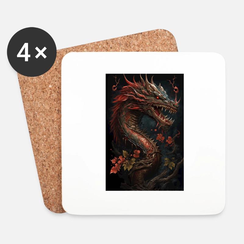 Japanischer Drache Chinesischer Drache - Untersetzer (4er-Set) - Weiß