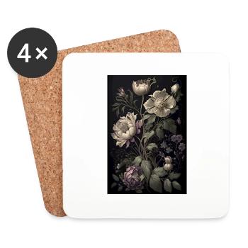 Cadeau de peinture de fleurs - Dessous de verre (lot de 4) - blanc - Devant