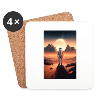Astronaut Desert Landscape Moon Space - Coasters (set of 4) - white - Front