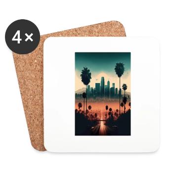 Campagne de Los Angeles Palm Skyline High-Rise - Dessous de verre (lot de 4) - blanc - Devant