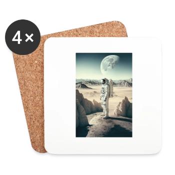 Astronaut Desert Landscape Moon Space - Coasters (set of 4) - white - Front